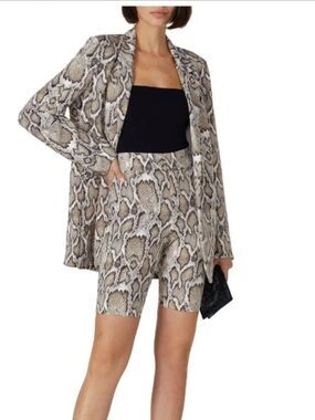 Like New! AFRM Callon Snake Print Biker Shorts Beige/Brown Size S